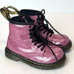 Dr. Martens 1460 8-Eye Pink Glitter Boots Toddler Size 7